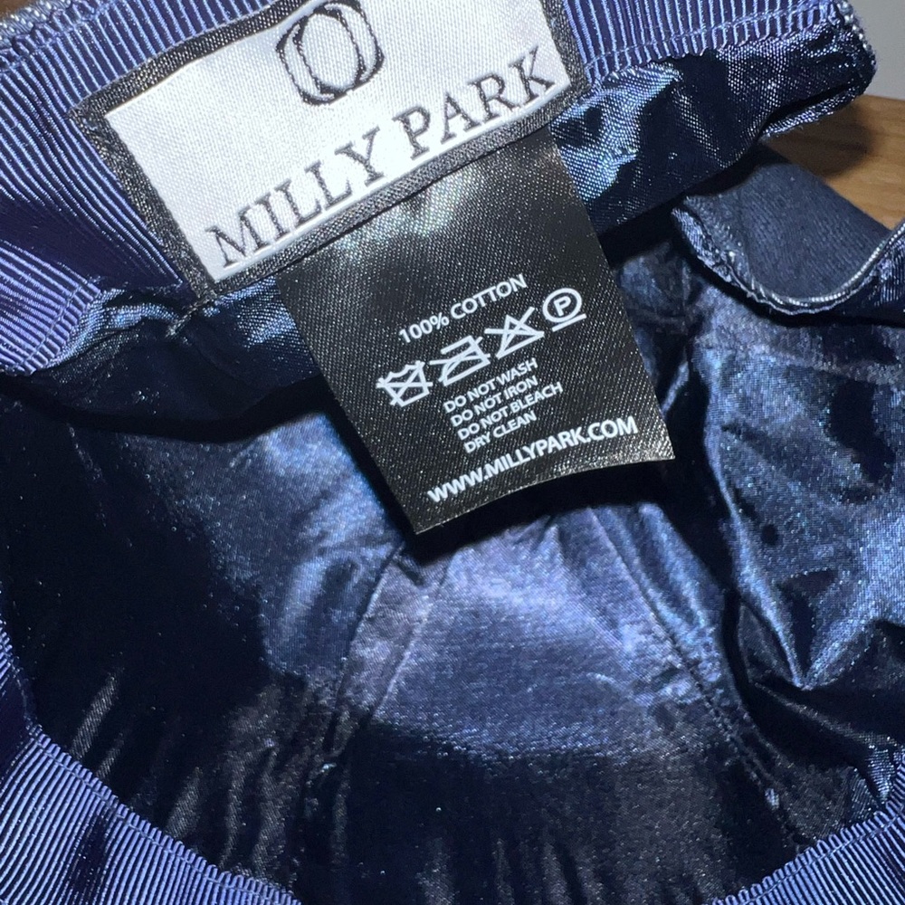 Navy Blue Denim Embroidered Milly Park Cap - Picture 4 of 4